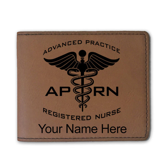 Faux Leather Bi-Fold Wallet, APRN Advanced Practice Registered Nurse, Personalized Engraving Included