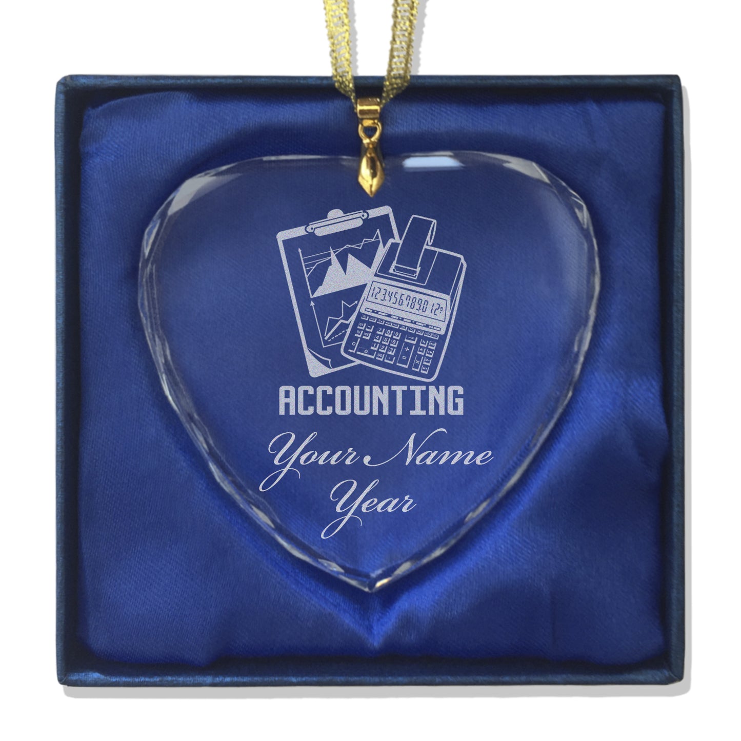 LaserGram Christmas Ornament, Accounting, Personalized Engraving Included (Heart Shape)