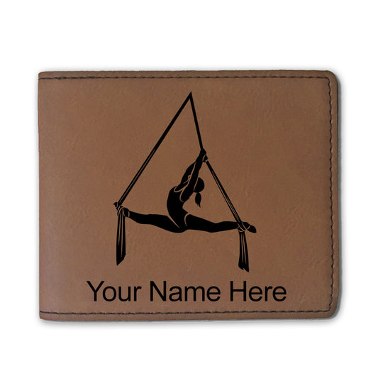 Faux Leather Bi-Fold Wallet, Aerial Silks, Personalized Engraving Included
