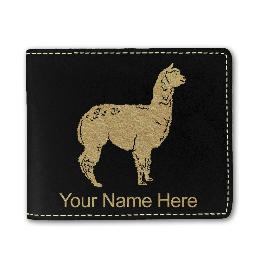 Faux Leather Bi-Fold Wallet, Alpaca, Personalized Engraving Included
