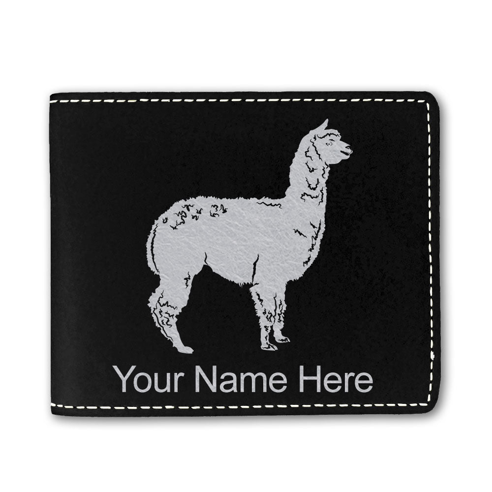 Faux Leather Bi-Fold Wallet, Alpaca, Personalized Engraving Included