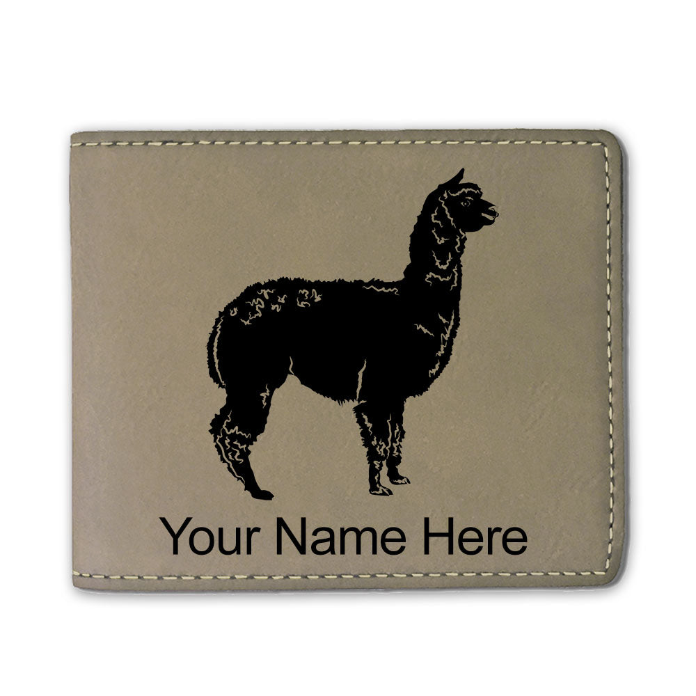 Faux Leather Bi-Fold Wallet, Alpaca, Personalized Engraving Included