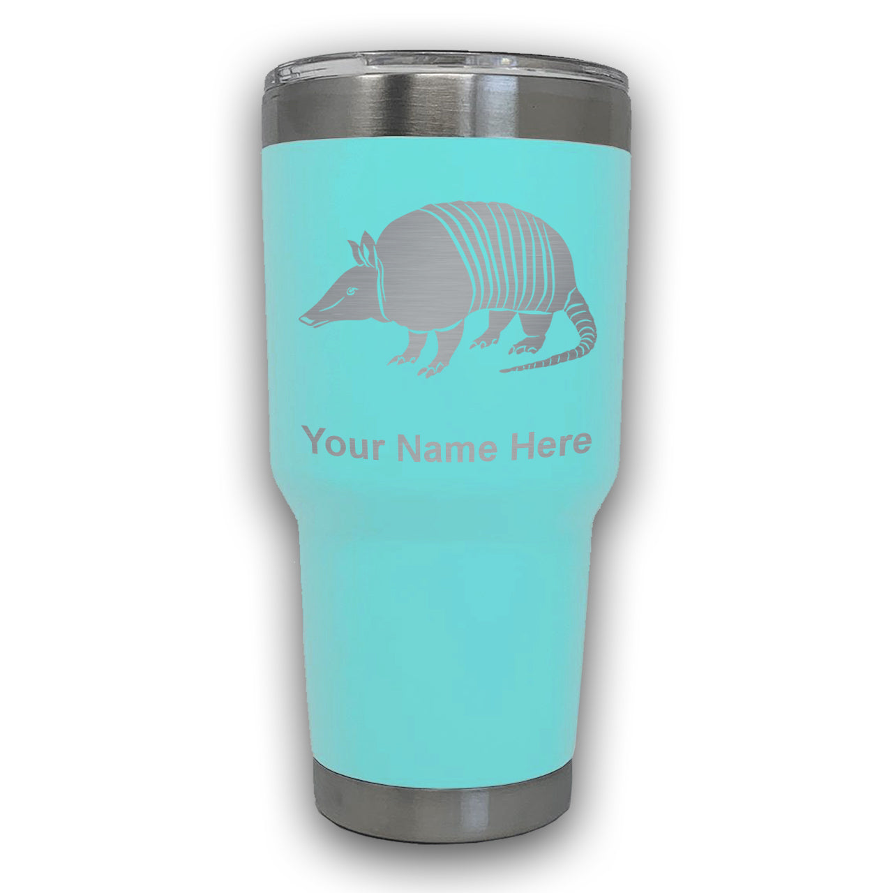 LaserGram 30oz Tumbler Mug, Armadillo, Personalized Engraving Included