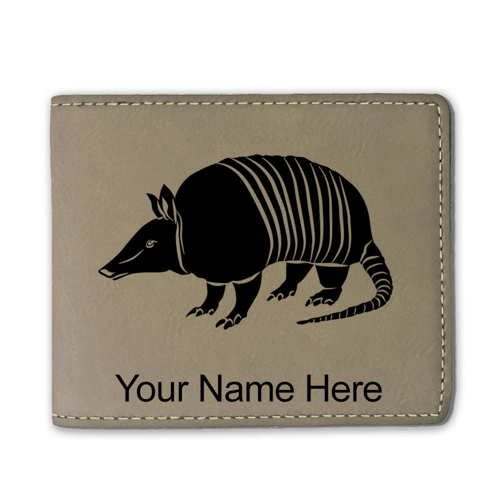 Faux Leather Bi-Fold Wallet, Armadillo, Personalized Engraving Included