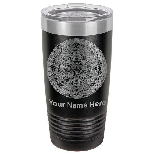 20oz Vacuum Insulated Tumbler Mug, Aztec Calendar, Personalized Engraving Included