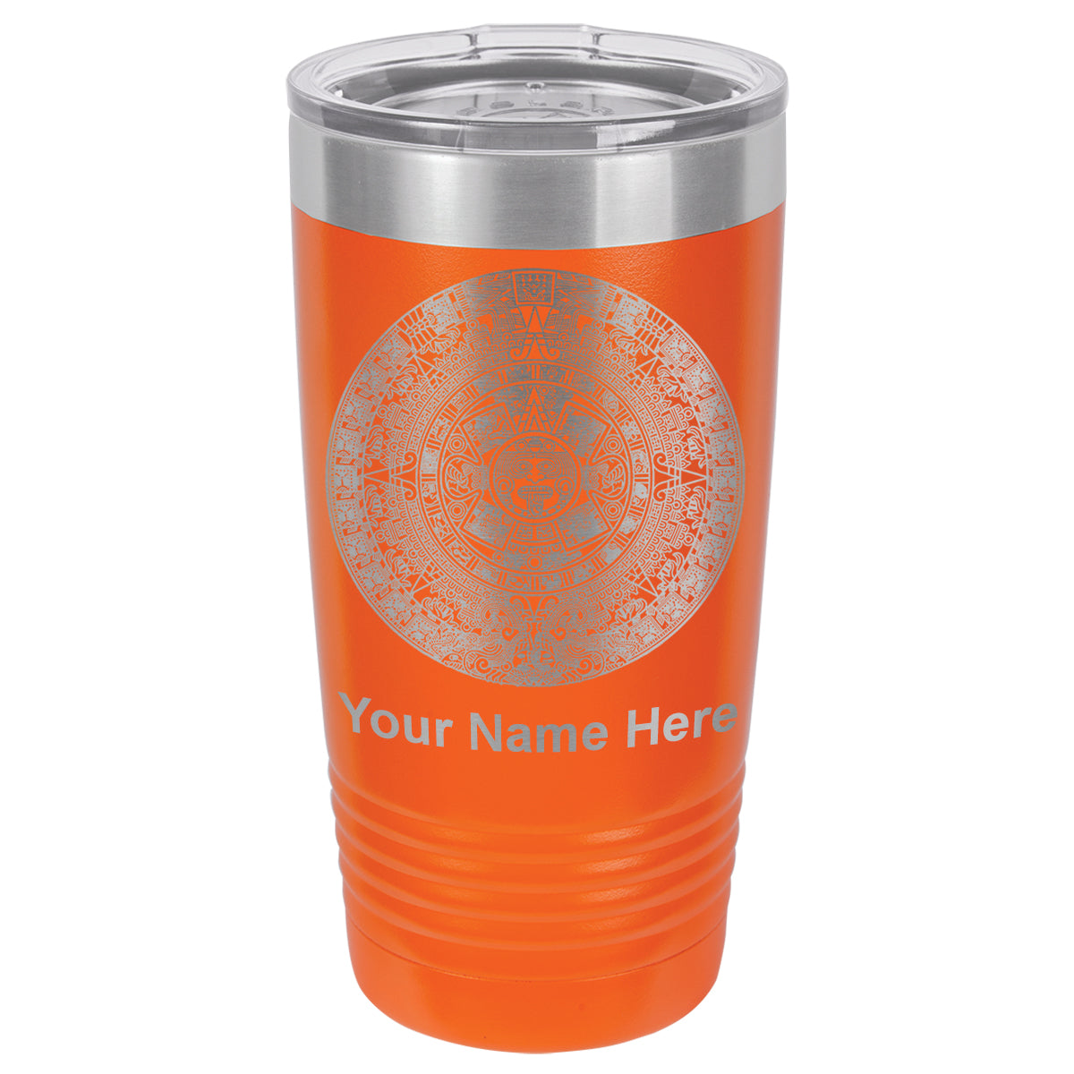 20oz Vacuum Insulated Tumbler Mug, Aztec Calendar, Personalized Engraving Included