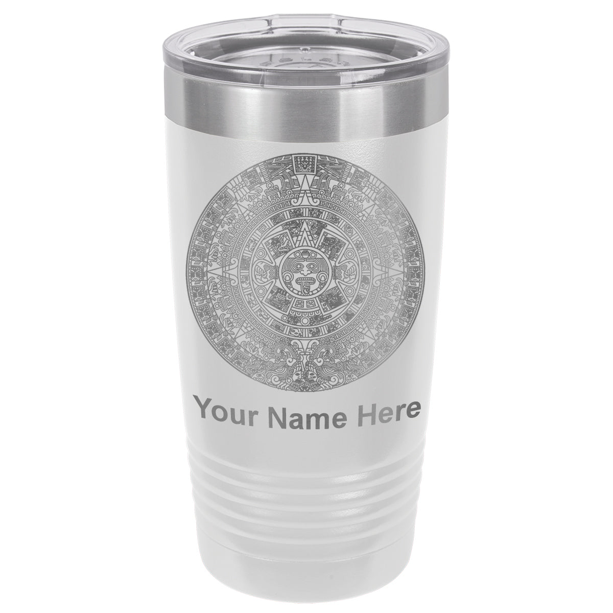 20oz Vacuum Insulated Tumbler Mug, Aztec Calendar, Personalized Engraving Included