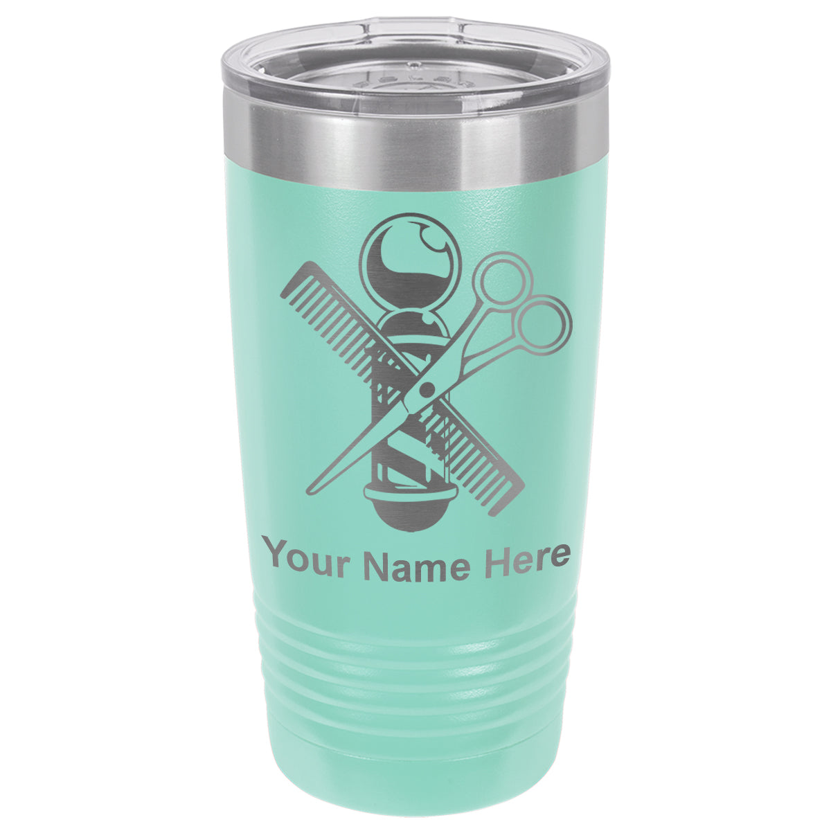 20oz Vacuum Insulated Tumbler Mug, Barber Shop Pole, Personalized Engraving Included
