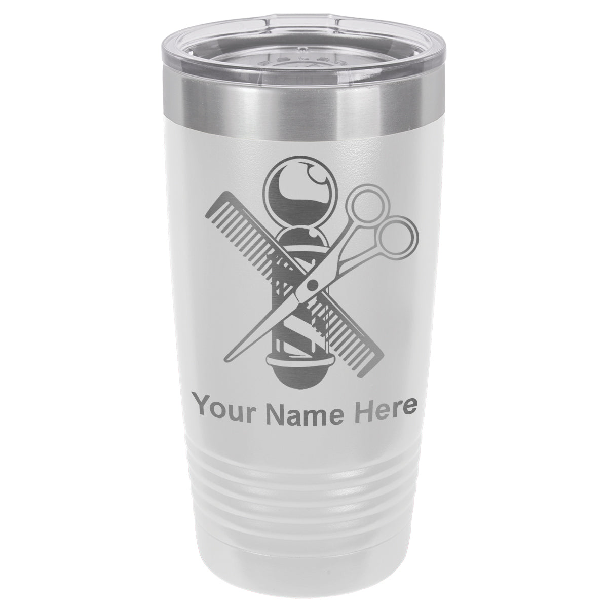 20oz Vacuum Insulated Tumbler Mug, Barber Shop Pole, Personalized Engraving Included