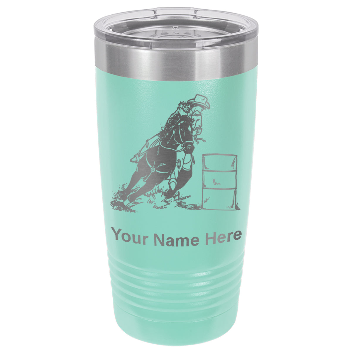 20oz Vacuum Insulated Tumbler Mug, Barrel Racer, Personalized Engraving Included