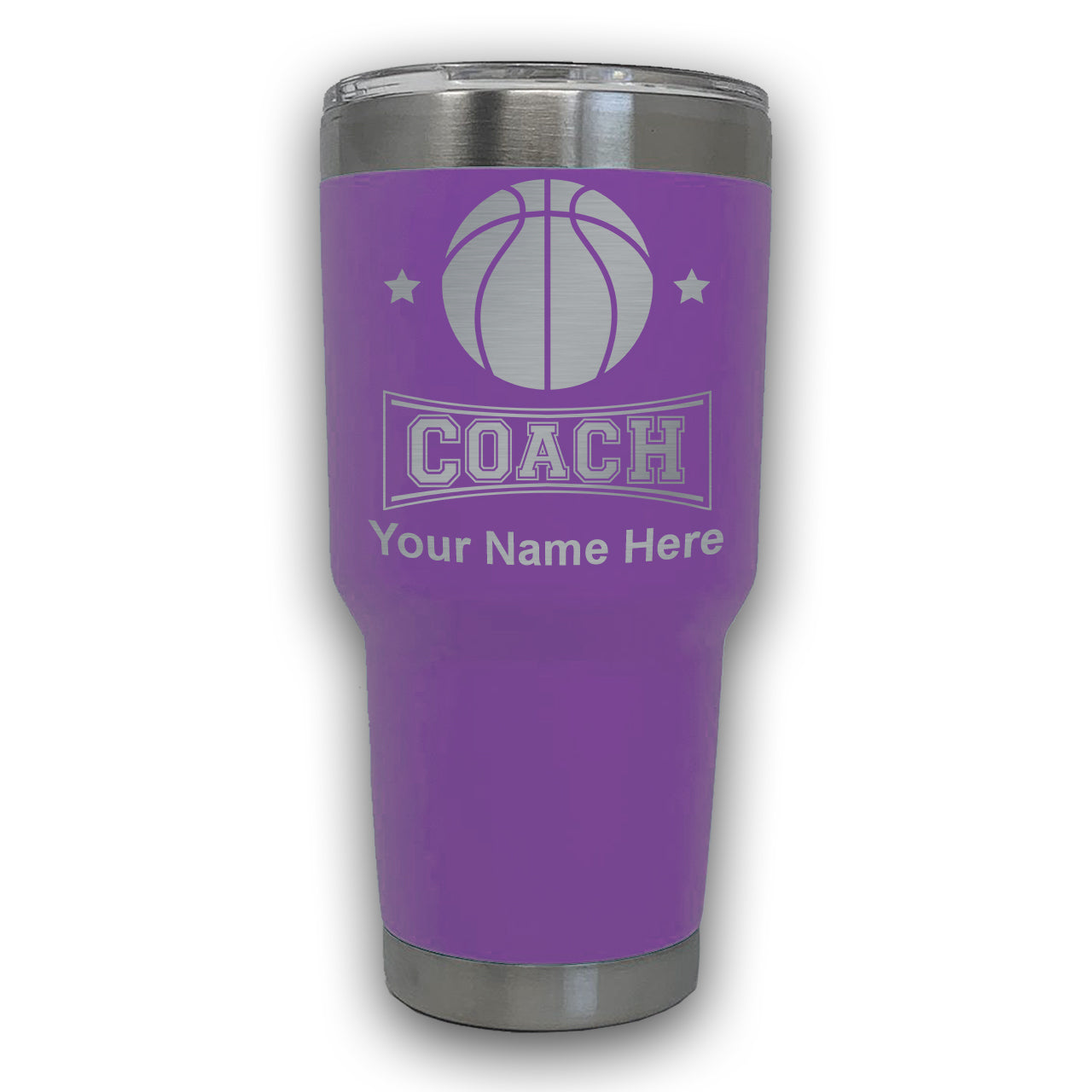 LaserGram 30oz Tumbler Mug, Basketball Coach, Personalized Engraving Included