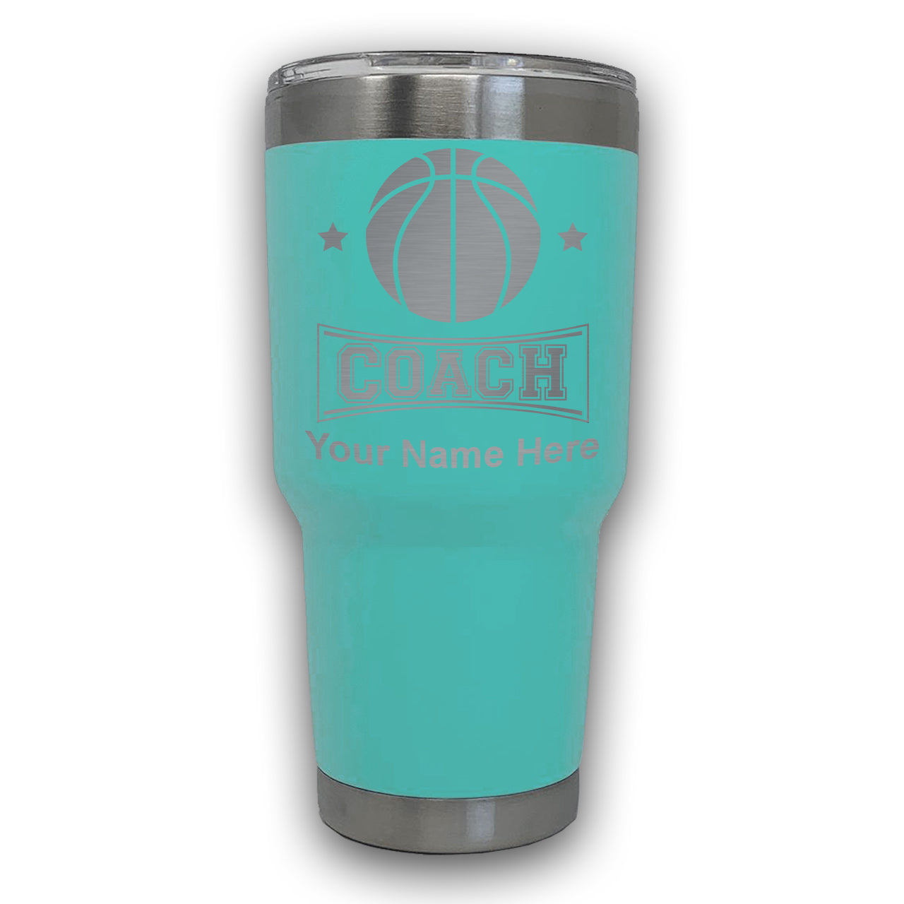 LaserGram 30oz Tumbler Mug, Basketball Coach, Personalized Engraving Included