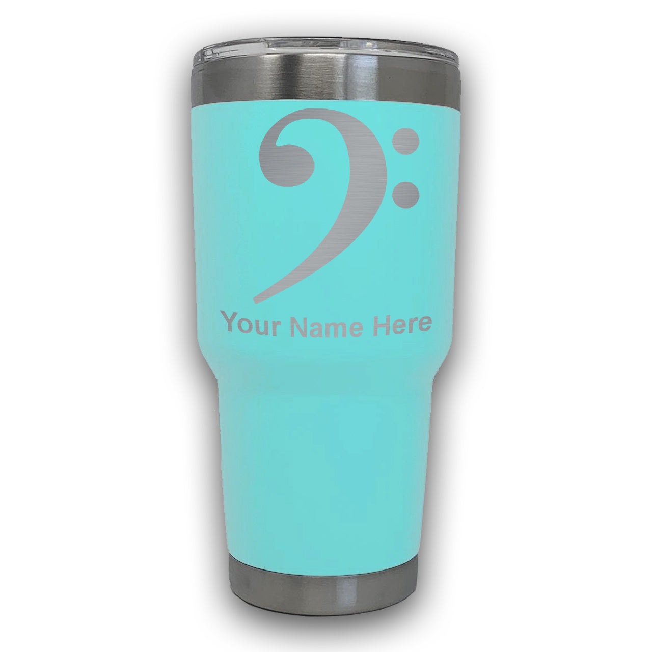 LaserGram 30oz Tumbler Mug, Bass Clef, Personalized Engraving Included