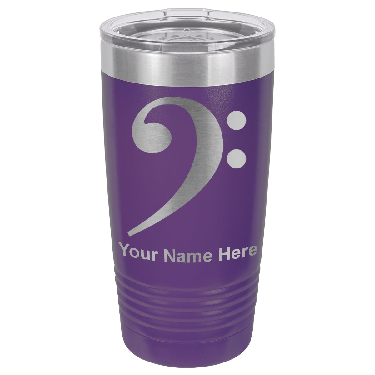 20oz Vacuum Insulated Tumbler Mug, Bass Clef, Personalized Engraving Included