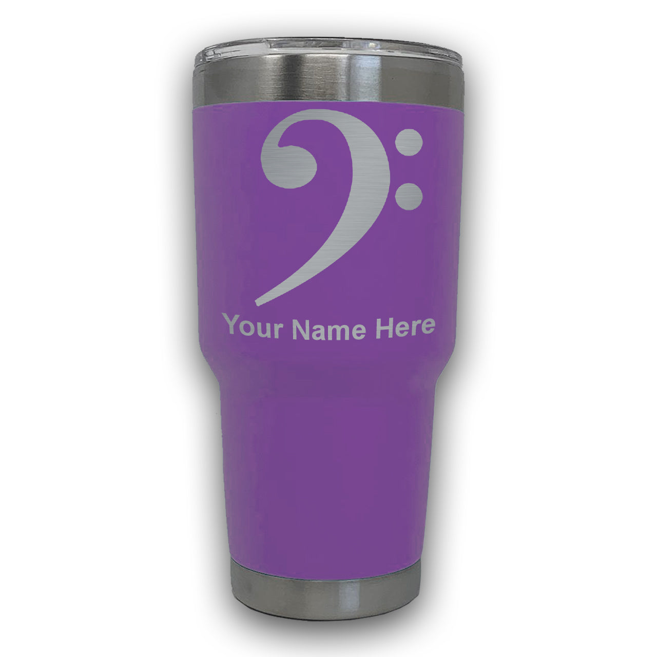 LaserGram 30oz Tumbler Mug, Bass Clef, Personalized Engraving Included