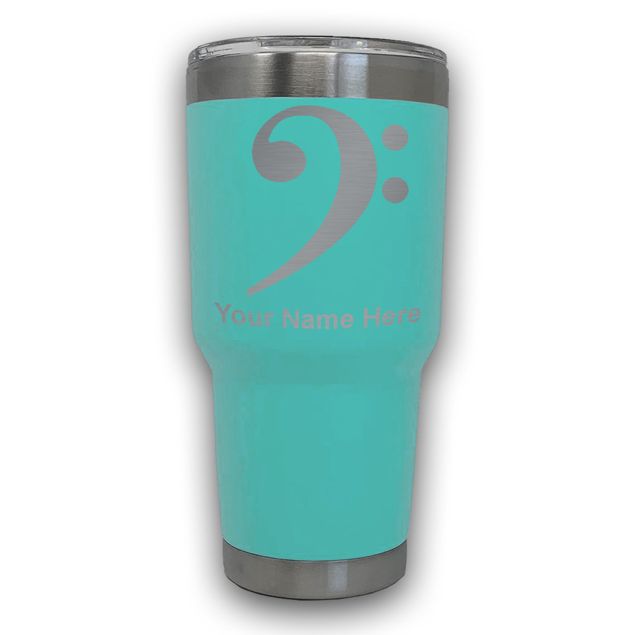 LaserGram 30oz Tumbler Mug, Bass Clef, Personalized Engraving Included