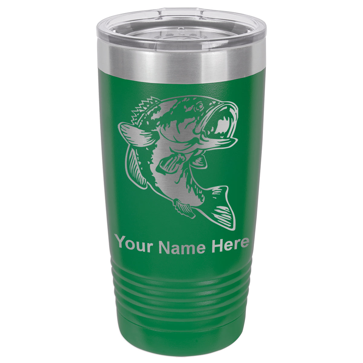 20oz Vacuum Insulated Tumbler Mug, Bass Fish, Personalized Engraving Included