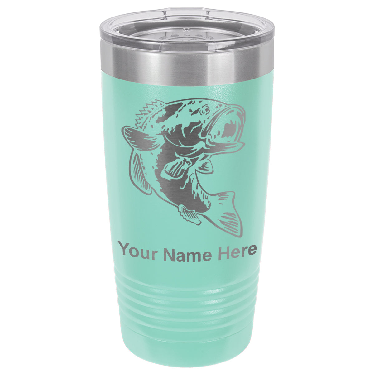 20oz Vacuum Insulated Tumbler Mug, Bass Fish, Personalized Engraving Included