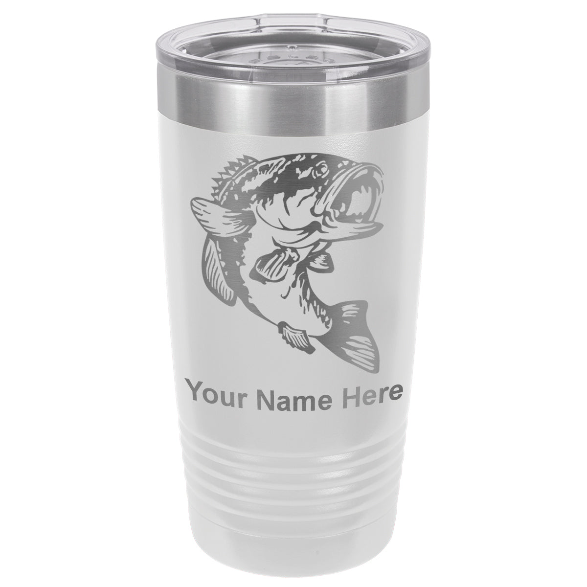 20oz Vacuum Insulated Tumbler Mug, Bass Fish, Personalized Engraving Included