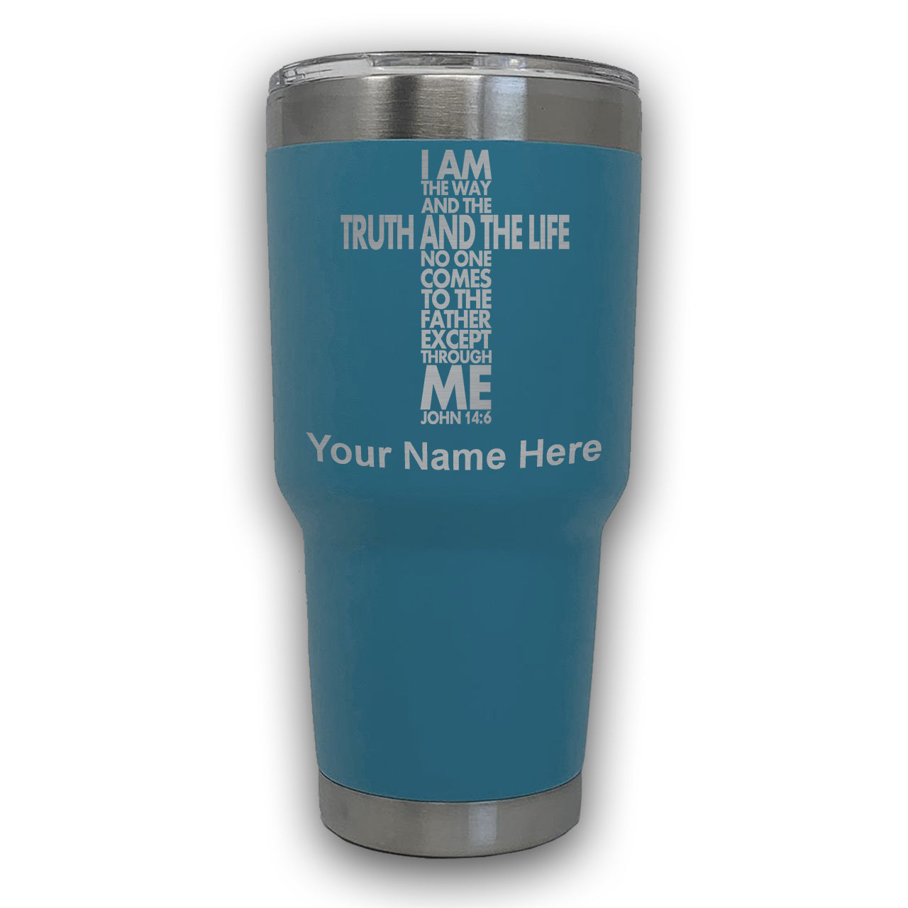 LaserGram 30oz Tumbler Mug, Bible Verse John 14-6, Personalized Engraving Included