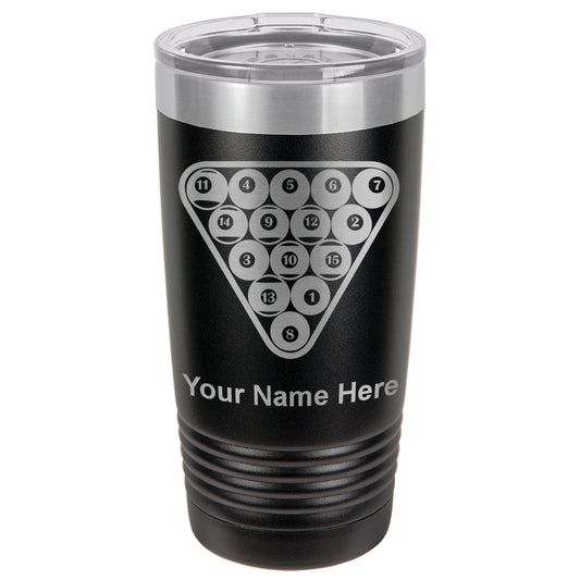 20oz Vacuum Insulated Tumbler Mug, Billiard Balls, Personalized Engraving Included