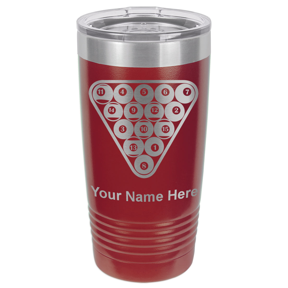 20oz Vacuum Insulated Tumbler Mug, Billiard Balls, Personalized Engraving Included