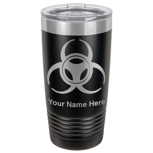 20oz Vacuum Insulated Tumbler Mug, Biohazard Symbol, Personalized Engraving Included