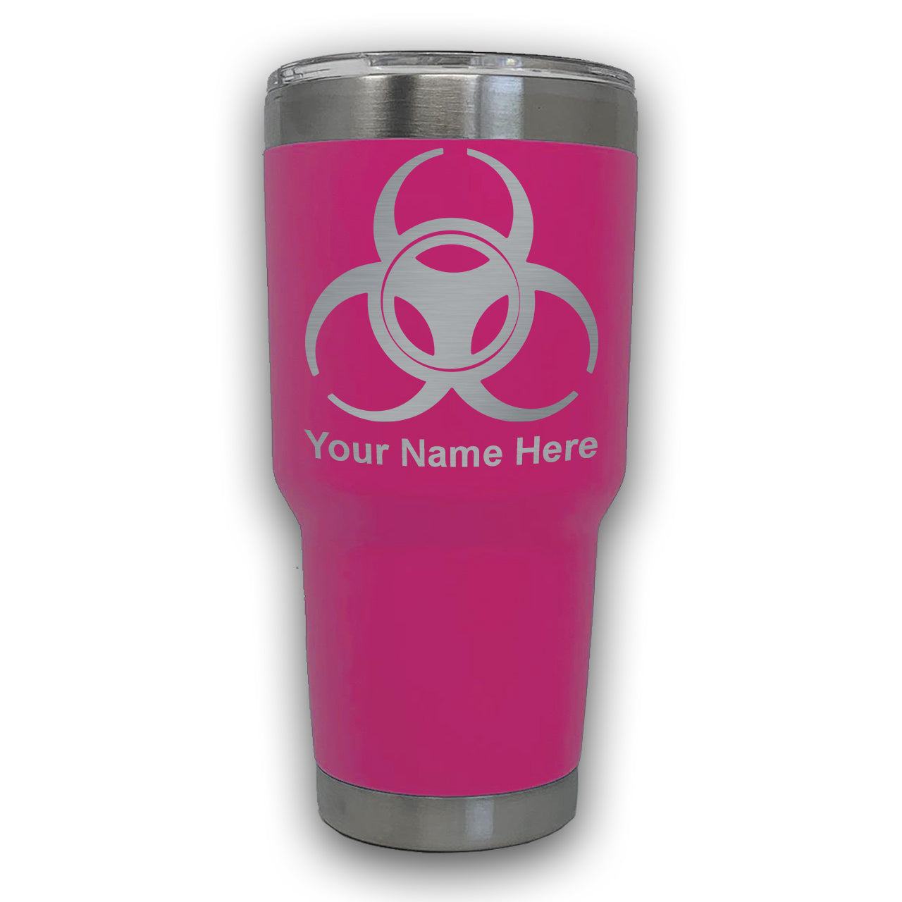 LaserGram 30oz Tumbler Mug, Biohazard Symbol, Personalized Engraving Included