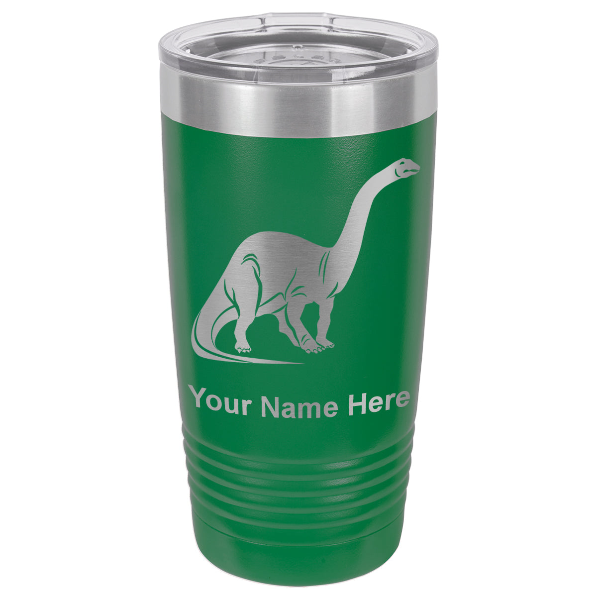 20oz Vacuum Insulated Tumbler Mug, Brontosaurus Dinosaur, Personalized Engraving Included