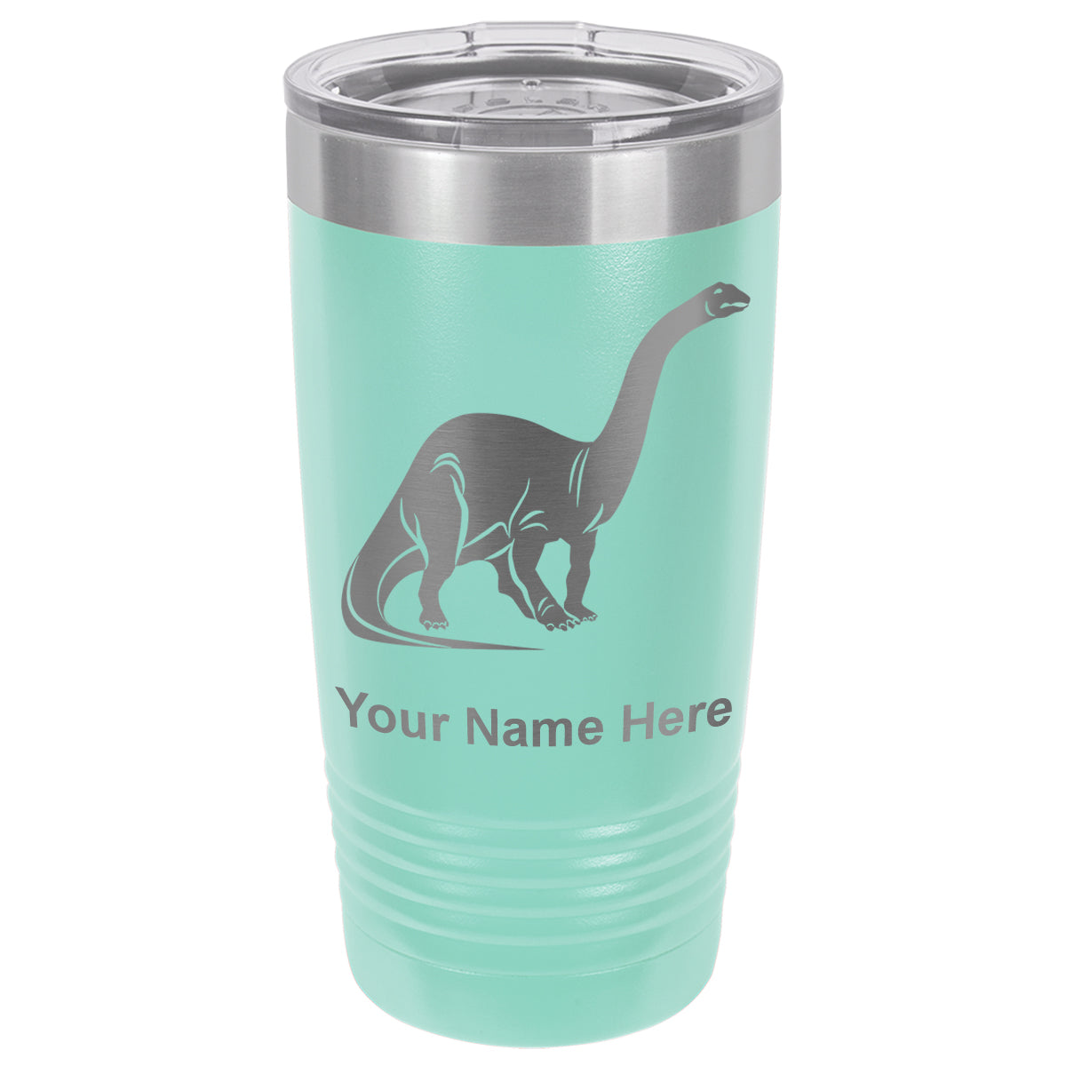 20oz Vacuum Insulated Tumbler Mug, Brontosaurus Dinosaur, Personalized Engraving Included