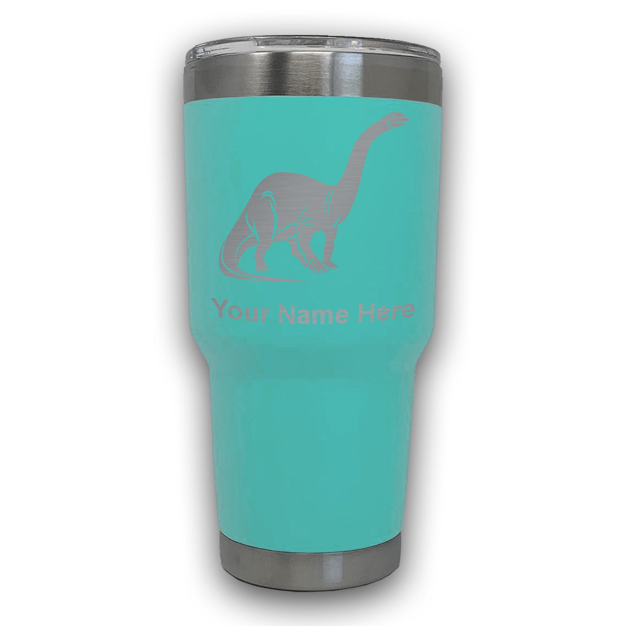 LaserGram 30oz Tumbler Mug, Brontosaurus Dinosaur, Personalized Engraving Included