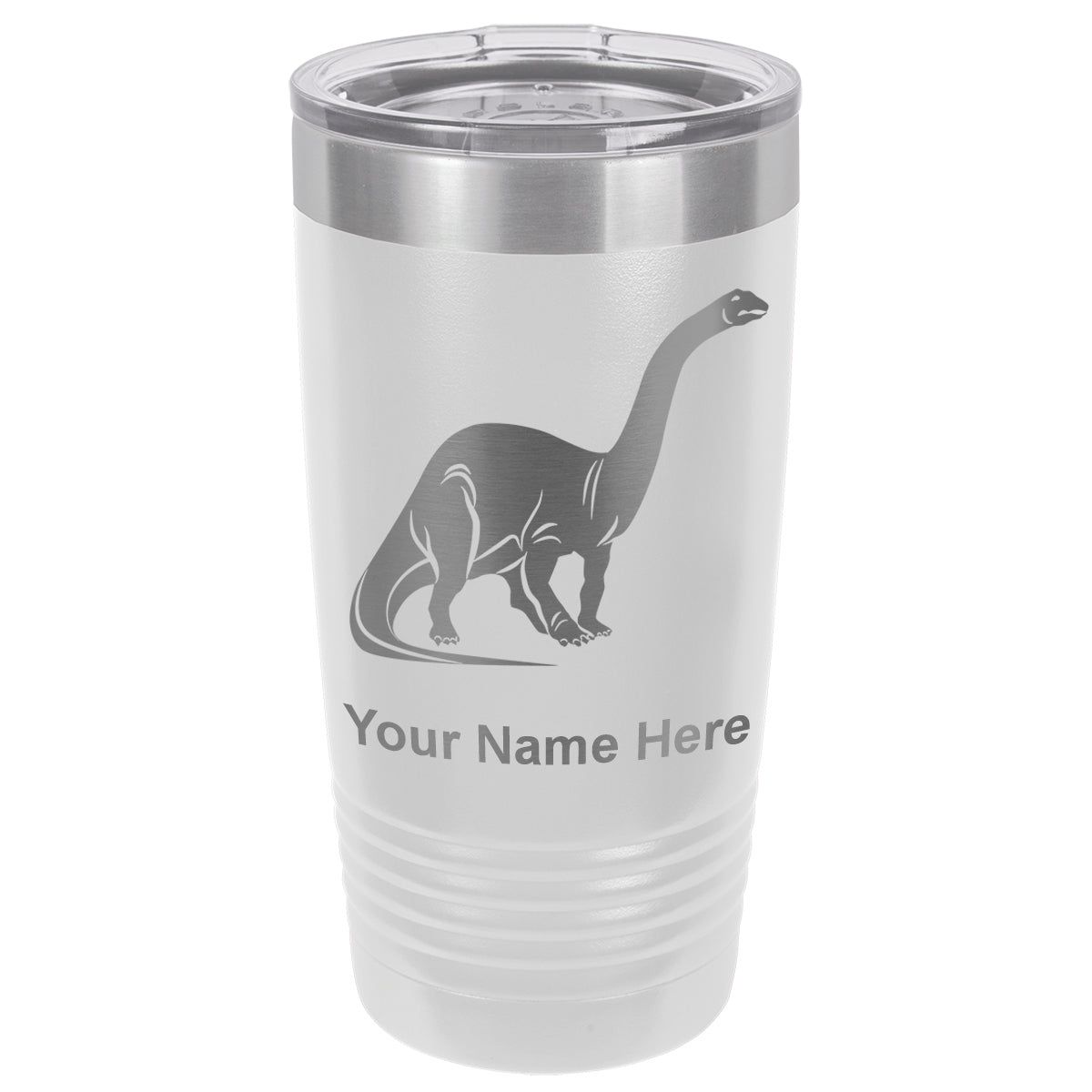 20oz Vacuum Insulated Tumbler Mug, Brontosaurus Dinosaur, Personalized Engraving Included