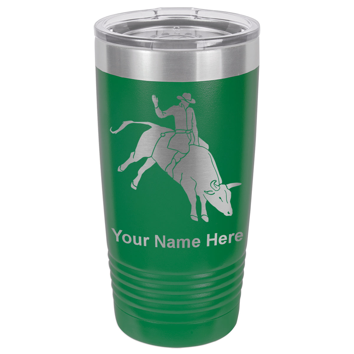 20oz Vacuum Insulated Tumbler Mug, Bull Rider Cowboy, Personalized Engraving Included