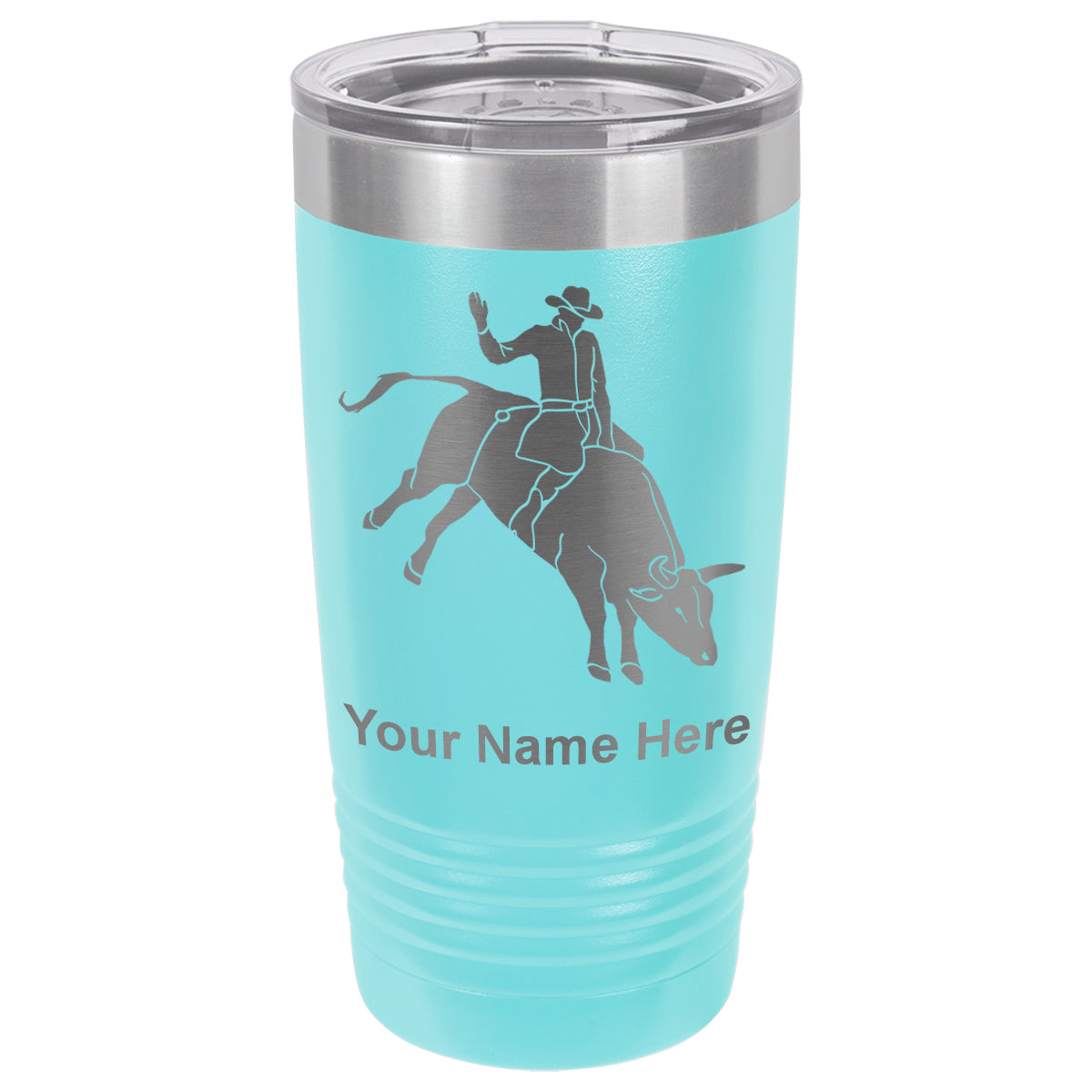 20oz Vacuum Insulated Tumbler Mug, Bull Rider Cowboy, Personalized Engraving Included