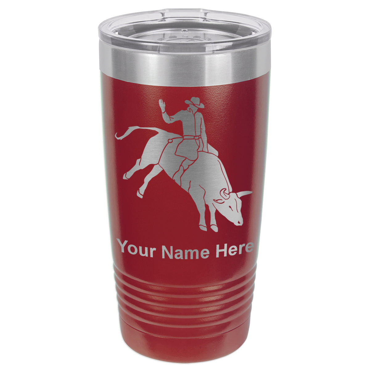 20oz Vacuum Insulated Tumbler Mug, Bull Rider Cowboy, Personalized Engraving Included
