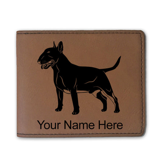 Faux Leather Bi-Fold Wallet, Bull Terrier Dog, Personalized Engraving Included