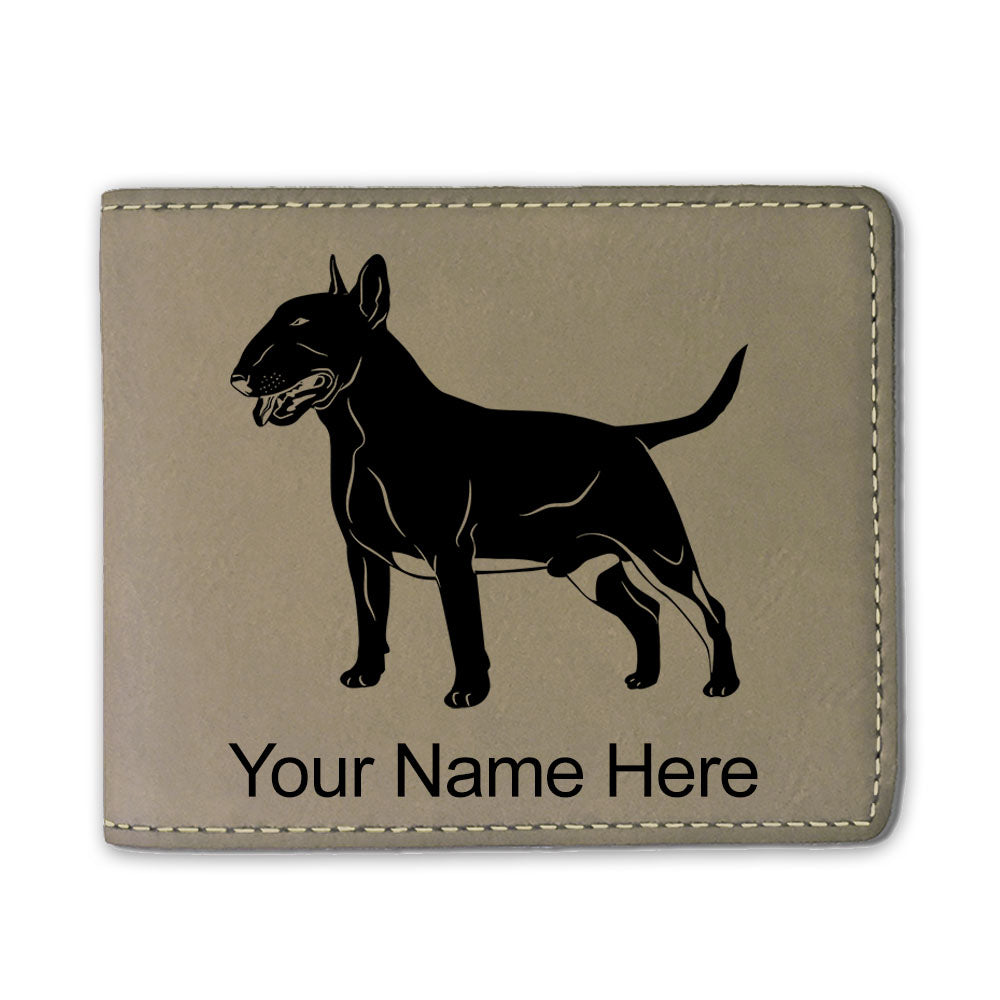 Faux Leather Bi-Fold Wallet, Bull Terrier Dog, Personalized Engraving Included