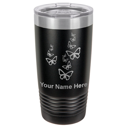 20oz Vacuum Insulated Tumbler Mug, Butterflies, Personalized Engraving Included
