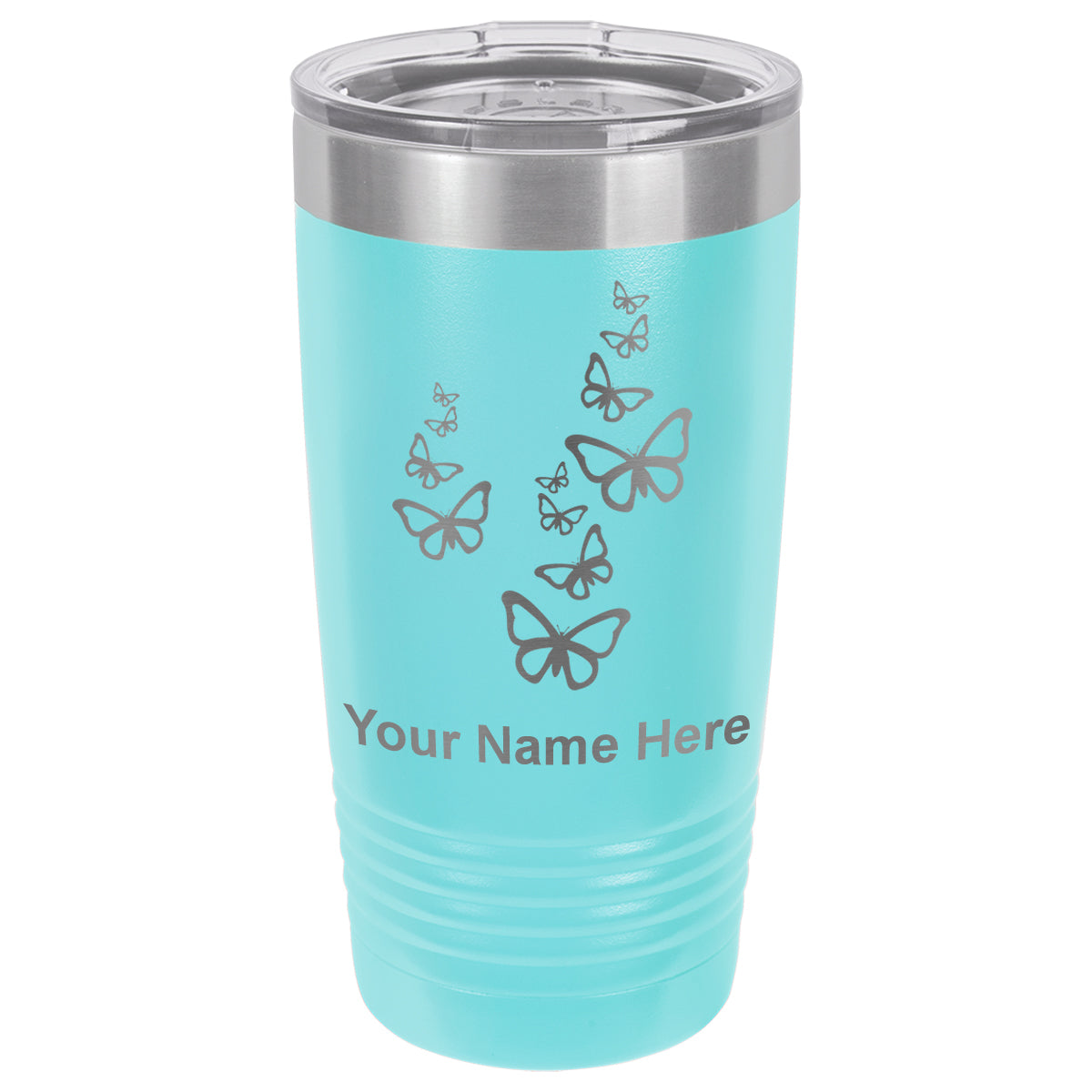 20oz Vacuum Insulated Tumbler Mug, Butterflies, Personalized Engraving Included