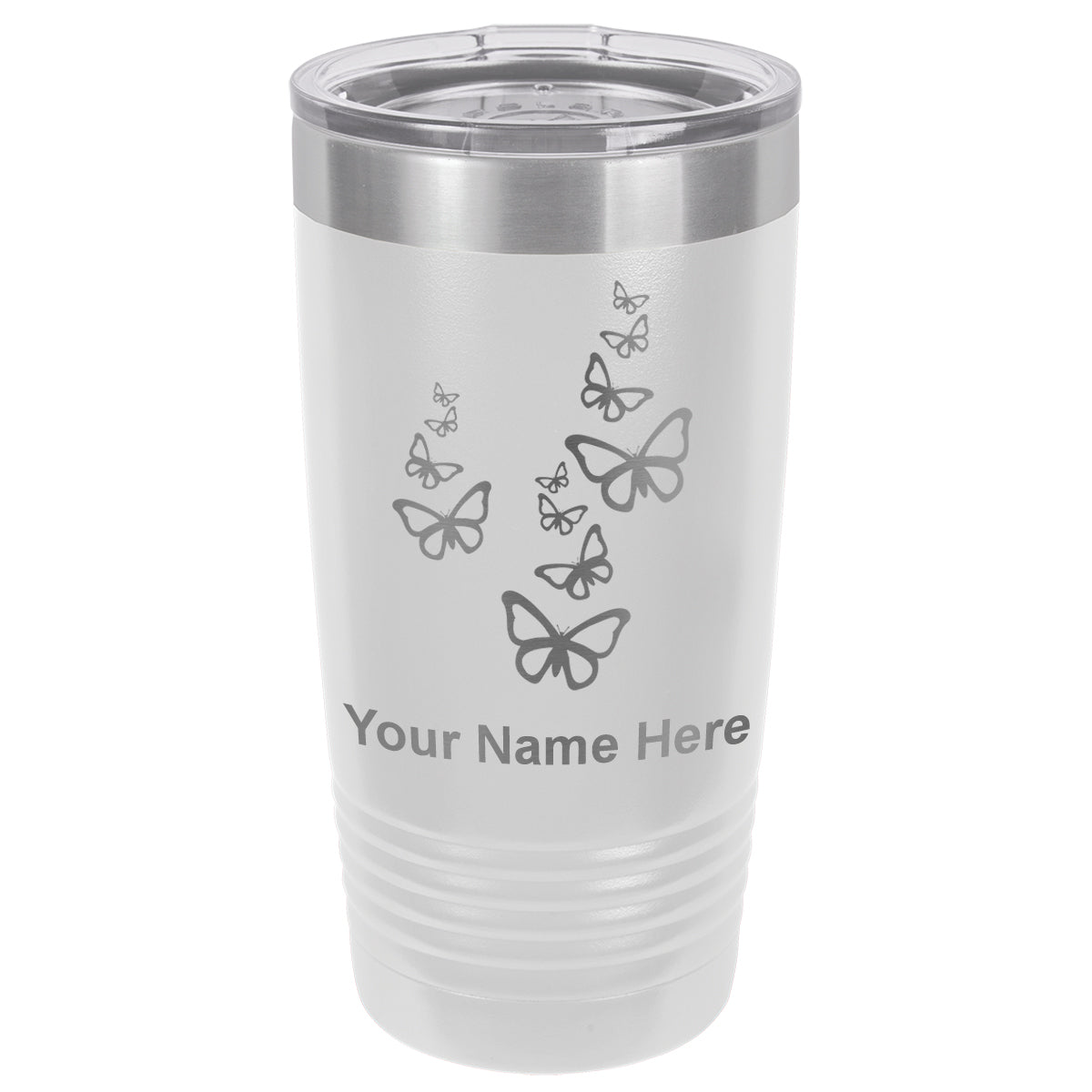20oz Vacuum Insulated Tumbler Mug, Butterflies, Personalized Engraving Included