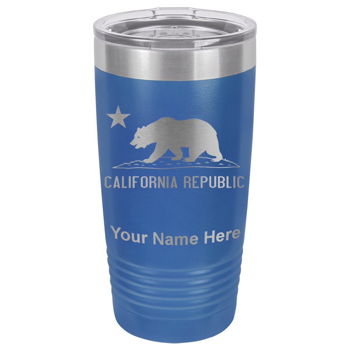 20oz Vacuum Insulated Tumbler Mug, California Republic Bear Flag, Personalized Engraving Included