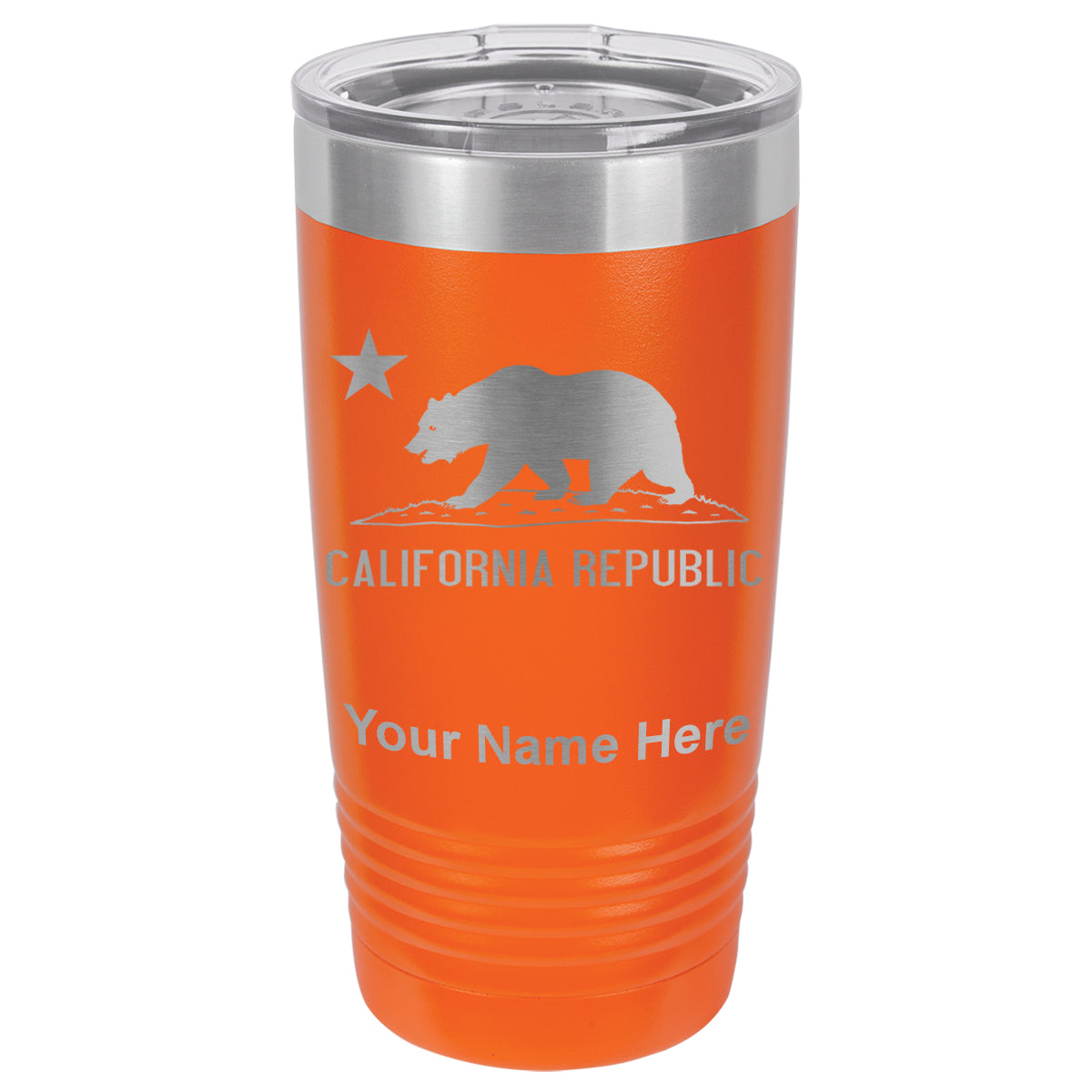 20oz Vacuum Insulated Tumbler Mug, California Republic Bear Flag, Personalized Engraving Included
