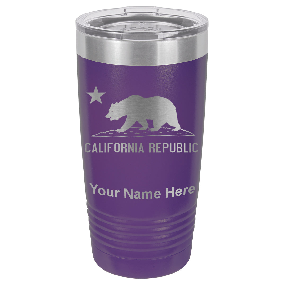 20oz Vacuum Insulated Tumbler Mug, California Republic Bear Flag, Personalized Engraving Included