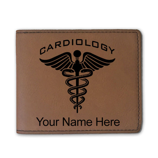 Faux Leather Bi-Fold Wallet, Cardiology, Personalized Engraving Included