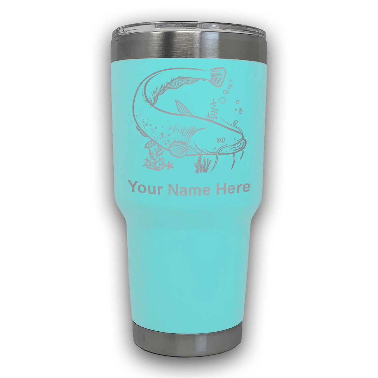 LaserGram 30oz Tumbler Mug, Catfish, Personalized Engraving Included