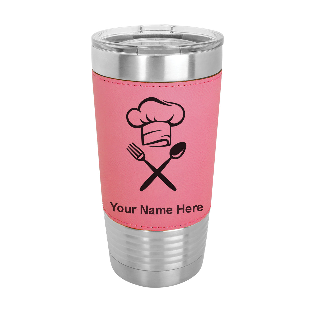 20oz Faux Leather Tumbler Mug, Chef Hat, Personalized Engraving Included - LaserGram Custom Engraved Gifts