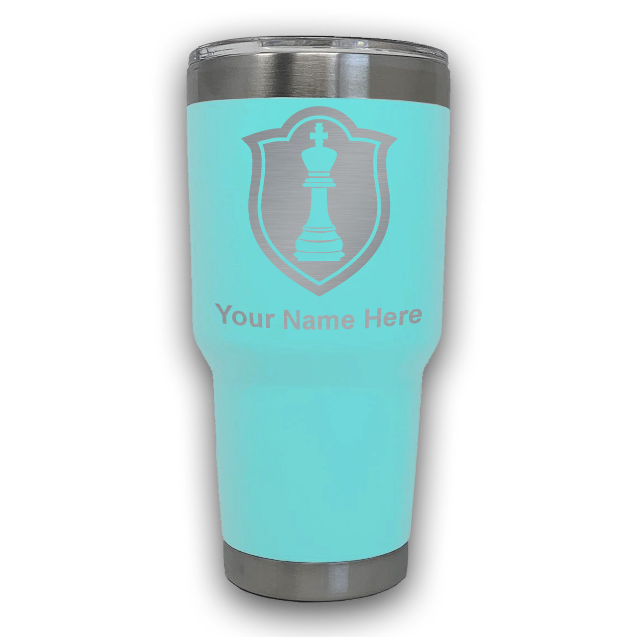 LaserGram 30oz Tumbler Mug, Chess King, Personalized Engraving Included