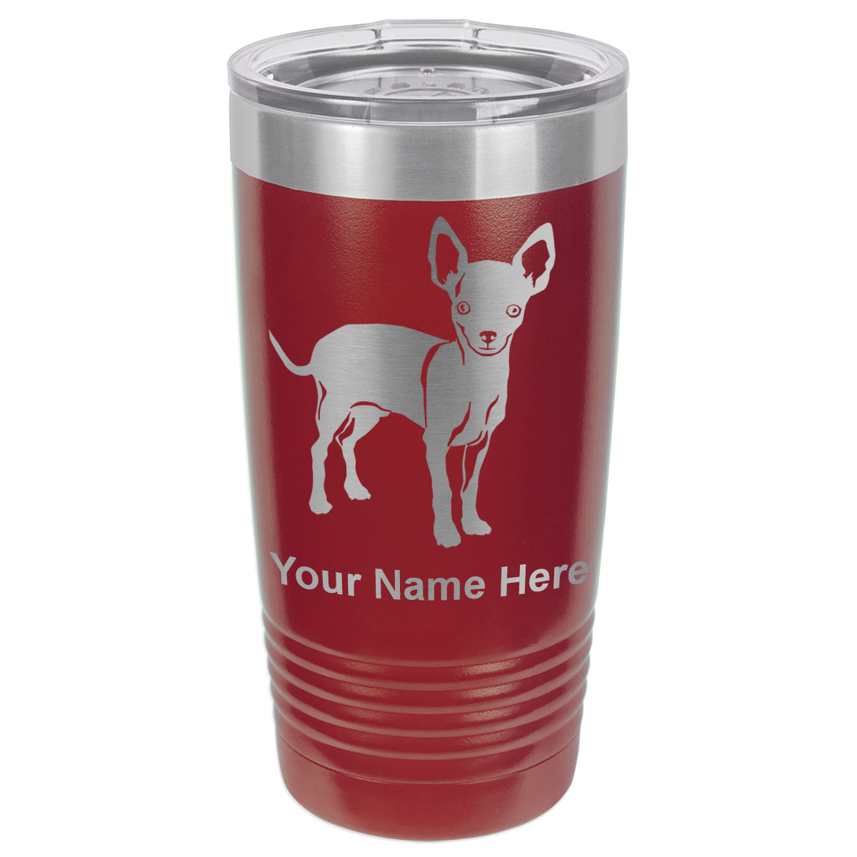 20oz Vacuum Insulated Tumbler Mug, Chihuahua Dog, Personalized Engraving Included