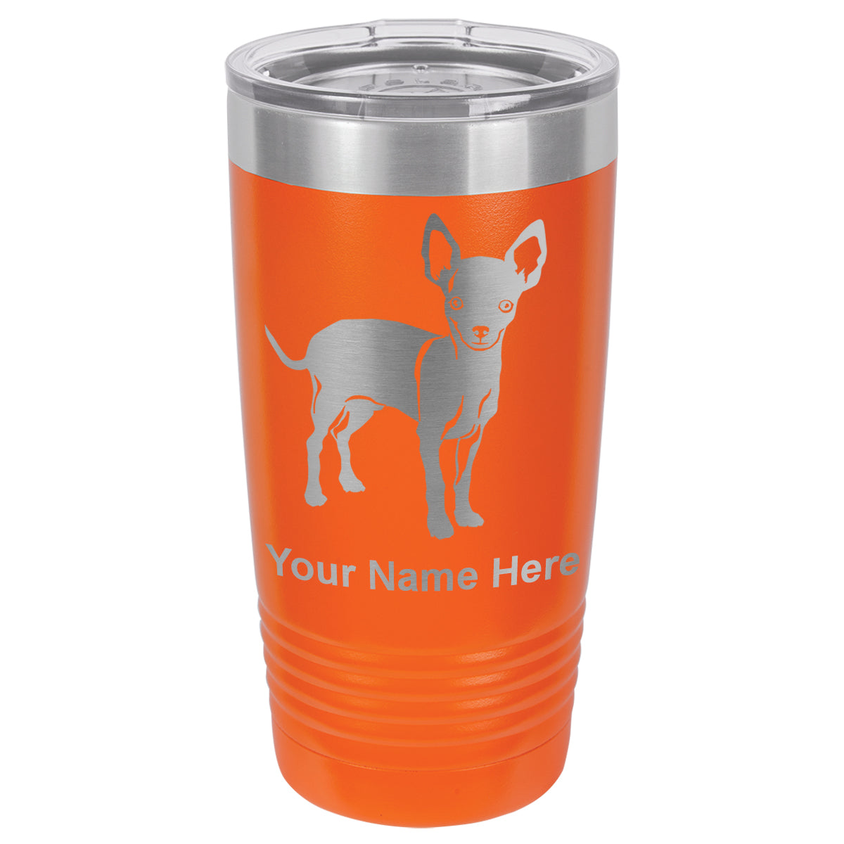 20oz Vacuum Insulated Tumbler Mug, Chihuahua Dog, Personalized Engraving Included