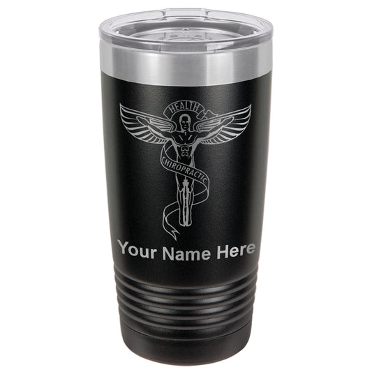 20oz Vacuum Insulated Tumbler Mug, Chiropractic Symbol, Personalized Engraving Included
